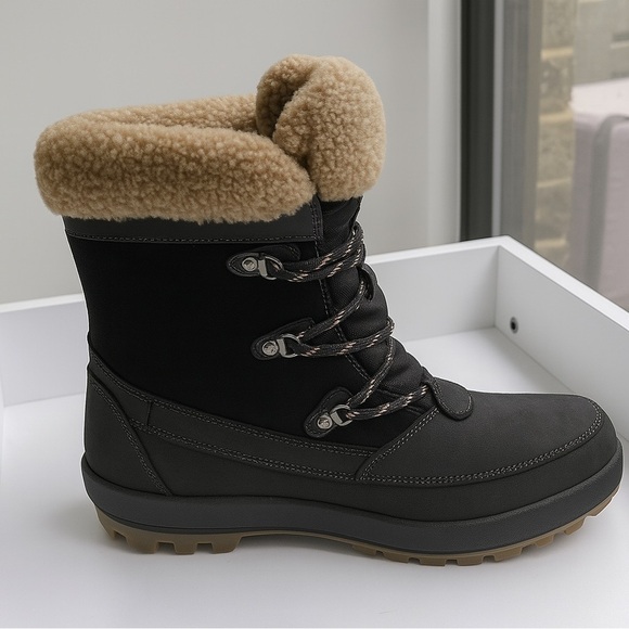 Alpine Design Sofia 2.0 Winter Boots Women 11 Black Mid Calf Leather Snow Hiking - Picture 2 of 5